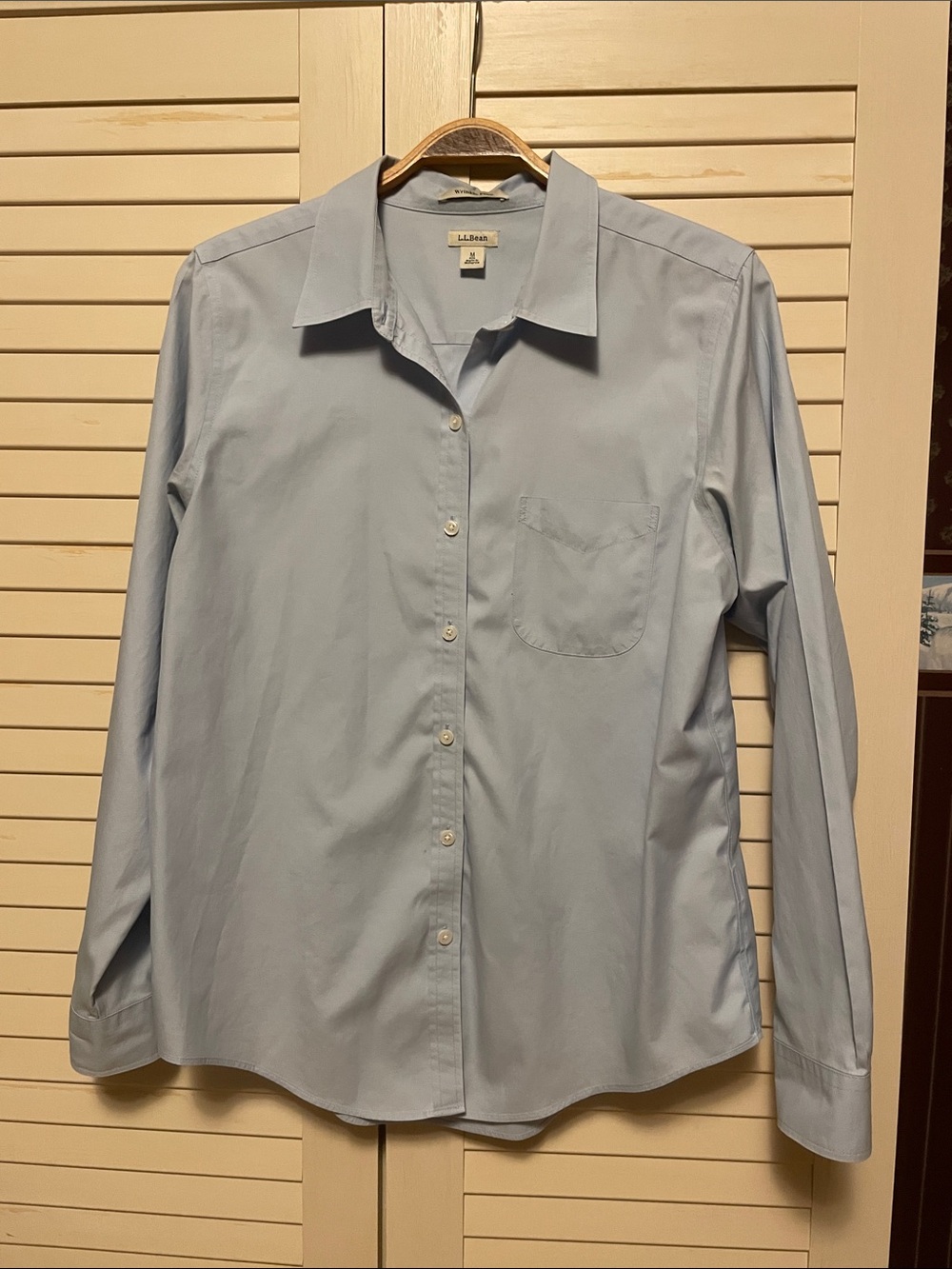 L.L. Bean women’s Pale Blue Button-Up cotton blouse